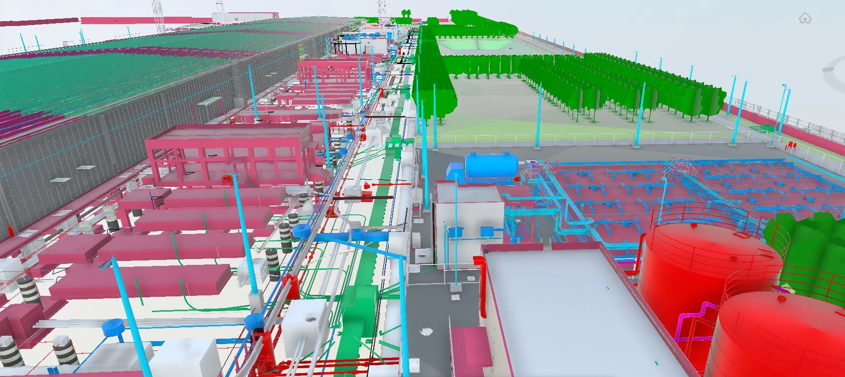 HYD-11 site infrastructure BIM model showing utility networks, service buildings and external areas